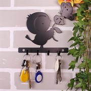 Ключница настенная металлическая черная Птичка с бабочкой 701-026B - фото 58829