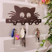 Ключница настенная металлическая черная Котик 701-023B - фото 58831