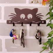 Ключница настенная металлическая черная Котик 701-023B - фото 58832