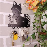 Ключница настенная металлическая черная Лисичка с птичкой 701-029B - фото 58838