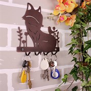 Ключница настенная металлическая черная Лисичка с птичкой 701-029B - фото 58839