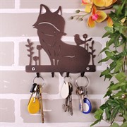 Ключница настенная металлическая черная Лисичка с птичкой 701-029B - фото 58840