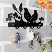 Ключница настенная металлическая черная Птички 701-028B - фото 58852