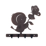 Ключница настенная металлическая коричневая Птичка с бабочкой 701-026Br - фото 58887