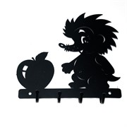 Ключница настенная металлическая черная Ёжик с яблоком 701-019B - фото 58890
