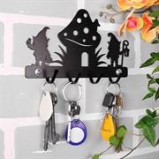 Ключница настенная металлическая черная Гномы у гриба 701-025B - фото 58891