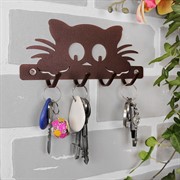 Ключница настенная металлическая коричневая Котик 701-023Br - фото 58919