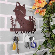Ключница настенная металлическая коричневая Лисичка с птичкой 701-029Br - фото 58952