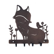 Ключница настенная металлическая коричневая Лисичка с птичкой 701-029Br - фото 58953