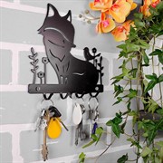 Ключница настенная металлическая черная Лисичка с птичкой 701-029B - фото 58957
