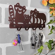 Ключница настенная металлическая коричневая Енотики 701-016Br - фото 58964