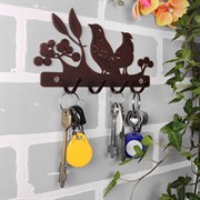 Ключница настенная металлическая коричневая Птички 701-028Br - фото 58975