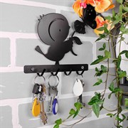 Ключница настенная металлическая черная Птичка с бабочкой 701-026B - фото 58979