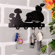 Ключница настенная металлическая черная Ёжик 701-015B - фото 58992