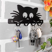 Ключница настенная металлическая черная Котик 701-023B - фото 58994