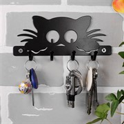 Ключница настенная металлическая черная Котик 701-023B - фото 58995