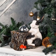 Кашпо садовое для растений Зайчиха с зайчонком черно-белые U09076-WBL - фото 59117