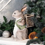 Фигура для сада Зайчик с рюкзачком серый U09092-Gray - фото 59166