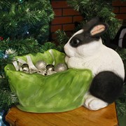 Кашпо садовое для растений Заяц с капустой F08380-WBL - фото 59218