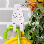 Крючок настенный для детских вещей металлический Медвежонок 702-013W - фото 59391