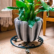 Подставка напольная для цветов металлическая чёрная на колёсиках 21-001В - фото 59538