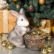 Кашпо для растений садовое Кролик с корзиной F08759-Gray - фото 59826