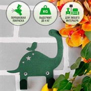 Крючок двойной настенный металлический Динозавр с птичкой 702-003Gr - фото 59837