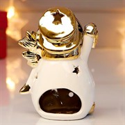 Сувенир диффузор для свечи Снеговик в шляпе с фонариком 12х6,5х8,5см золото - фото 59974