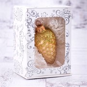 Игрушка ёлочная Шишка 7,5см золотая с присыпкой - фото 59977