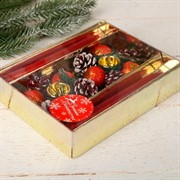 Свеча новогодняя с подсвечником Красные шары и шишки 4х13х17см 4шт красный - фото 59996