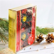 Свеча новогодняя с подсвечником Красные шишки и подарки 4х13х17см 4шт красный - фото 60025