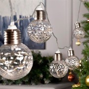 Гирлянда Нить с насадками Лампочки шары 5см тёплое белое свечение 12В - фото 60053