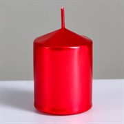 Свеча столбик 5,5 х 8см красный металлик - фото 60072