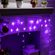 Гирлянда Бахрома ECO 3х0,5м фиолетовое свечение 8 режимов прозрачная нить - фото 60074