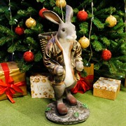 Фигура Заяц с корзиной на спине для растений полистоун F01042-Gray - фото 60235