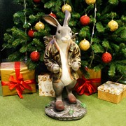 Фигура Заяц с корзиной на спине для растений полистоун F01042-Gray - фото 60236