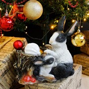 Кашпо садовое для растений Зайчиха с зайчонком черно-белые U09076-WBL - фото 60239