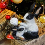 Кашпо садовое для растений Зайчиха с зайчонком черно-белые U09076-WBL - фото 60240