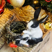 Кашпо садовое для растений Зайчиха с зайчонком черно-белые U09076-WBL - фото 60241