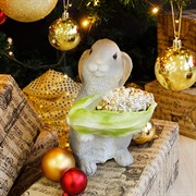 Фигура садовая Зайчик с листом капусты кашпо серый U09090-Gray - фото 60242