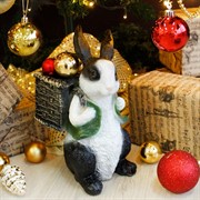 Кашпо садовое фигура Заяц с корзиной чёрно-белый U09092-WBL - фото 60246