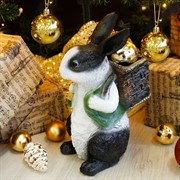 Кашпо садовое фигура Заяц с корзиной чёрно-белый U09092-WBL - фото 60247