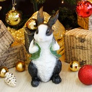 Кашпо садовое фигура Заяц с корзиной чёрно-белый U09092-WBL - фото 60248