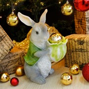 Фигура садовая Заяц с капустой серый кашпо U09093-Gray - фото 60252