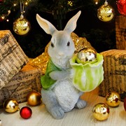 Фигура садовая Заяц с капустой серый кашпо U09093-Gray - фото 60253