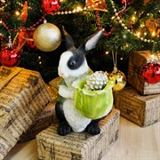 Кашпо садовое для растений Заяц с капустой бело-чёрный U09093-WBL - фото 60265