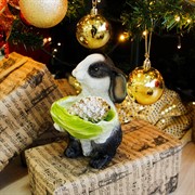 Кашпо садовое фигура Зайчонок с салатом бело-чёрный U09090-WBL - фото 60271