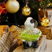 Кашпо садовое фигура Зайчонок с салатом бело-чёрный U09090-WBL - фото 60272