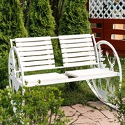 Кресло качалка металлическая с ДПК белая большая длина 124см 301-001W - фото 60419