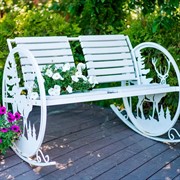 Кресло качалка металлическая с ДПК белая большая длина 124см 301-001W - фото 60421